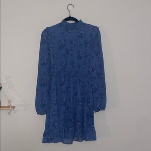 Floral Long Sleeve Dress in Blue